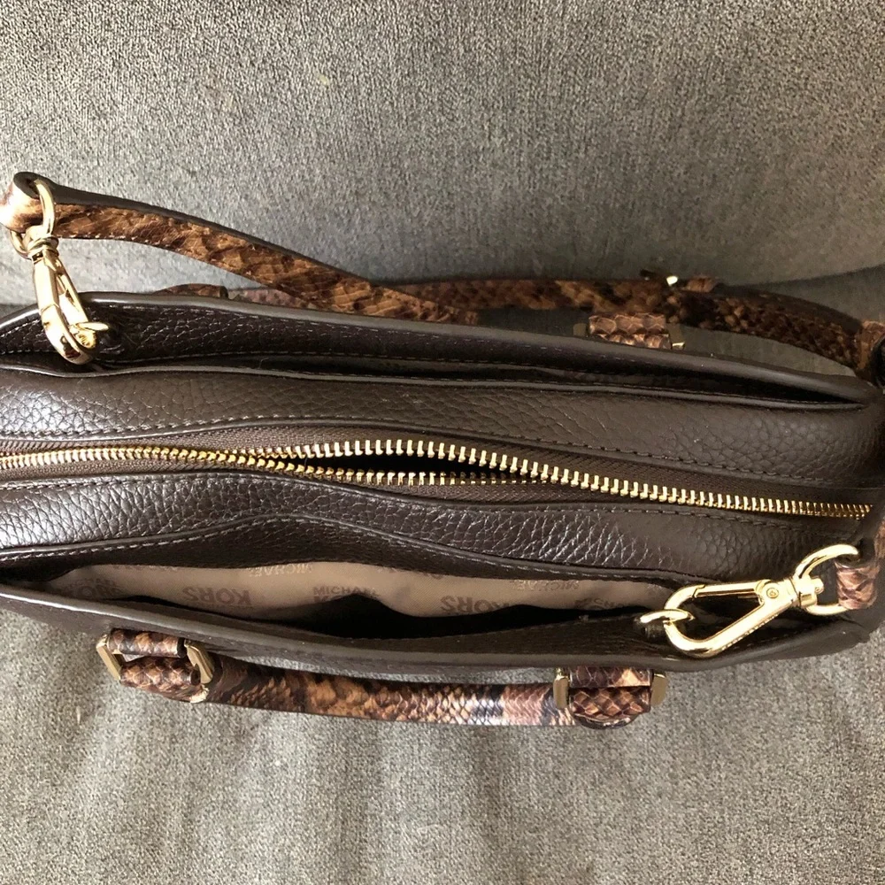 Michael Kors Dark Brown Snake Print Satchel - Picture 2 of 9